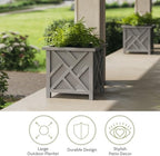 Lattice Design Outdoor Planter Box 2-Pack - 15.5” Square 16.5” Tall Gray Decorative Plant Pots for Front Porch Decor - Flower Pots Outdoor Planters for Porch Patio or Garden Decor by Pure Garden - Image 5