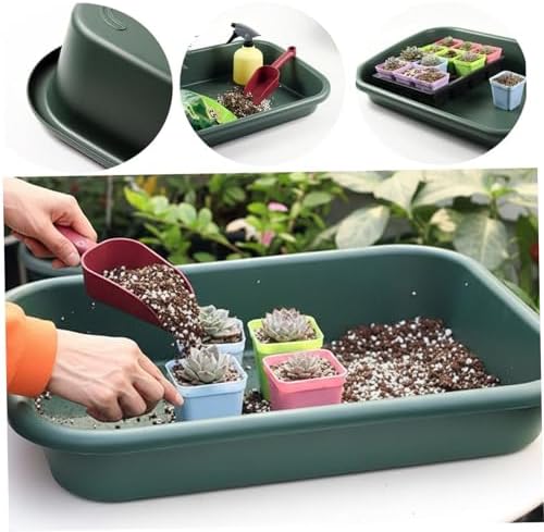 17x12x3in Green Multi-Purpose Potting Tray, Gardening Mat for Repotting and Seed Starting, Plastic Plant Tray for Indoor & Outdoor Use, Seed Starter - Image 4