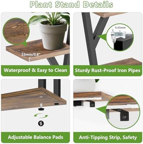 Plant Stand Indoor with Grow Lights - 10 Tiered Plant Shelf with 2 Removable Drawers, 65" Tall Plant Shelf with Grow Light Holds 13 Pot Plants, Christmas Tree Shaped Plant Stand for Home, Living Room - Image 7