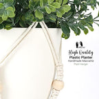 Mkono Set of 2 Fake Hanging Plant with Pot, Hanging Plants Artificial Decor Macrame Plant Hanger with Different Fake Plants - Image 5