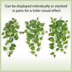 Mkono Bundle of Fake Hanging Plant with Light and 2pcs Artificial Plants for Home Decor Indoor Fake Vines Greenery for Bedroom Wall Living Room Bathroom Kitchen Office Decor, Pothos - Image 6