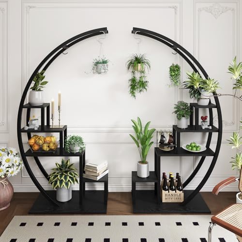 GarveeLife Plant Stand Indoor 5 Tier, Metal Half Moon Plant Shelf 2 Pack - Image 3