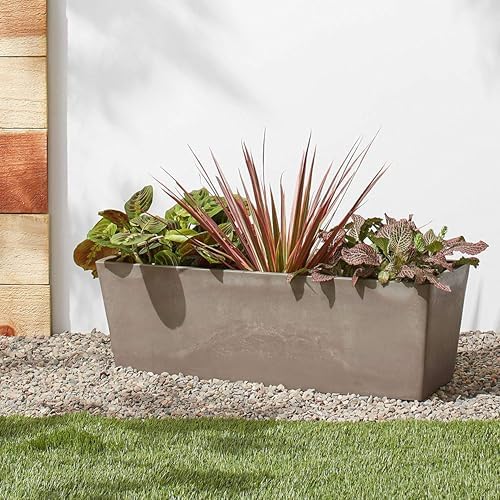 Arcadia Garden Products PSW Pot Collection [25.3 inch] Plastic/Stone/Wood Composite Window Box Rectangular Planter – No Drainage Hole (Drillable), Indoor/Outdoor Pot for Flowers and Vegetables, Taupe - Image 4
