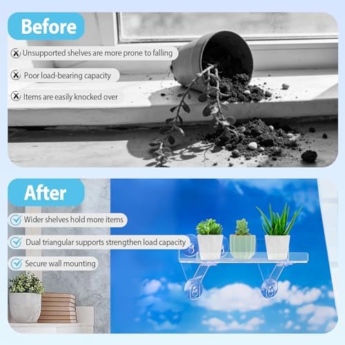 2 Pack 15 Inch Acrylic Window Boxes Plant Shelves, 6 Inch Extra-Wide Windowsill Extender – Features Suction Cups and Support Brackets for Succulents, Herbs, Seed Starting | Indoor/Outdoor Use - Image 7