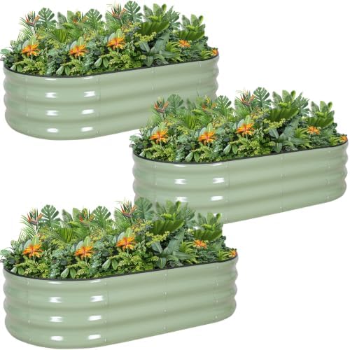G GOOD GAIN 3Pcs Galvanized Raised Garden Beds 4x2x1ft for Flower Avocado by GGOODGAIN