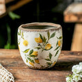 Reto Rustic Ceramic Flower Pots for Garden Plants and Succulents,Distressed Cracked Glazed Planters with Drainage Holes Tuscan Flower Pots for Outdoor,Yellows,with Hole by XIUWOUG