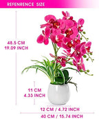 W&W Artificial Orchid Plants and Flowers with Vase, Fake Faux Orchid in Ceramic Pot,19”, Fuchsia - Image 4