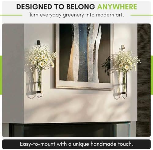 COURONNE CO. 16" Florence Hanging Tube Vase with Wall Hook, Clear Pack of 2 - Image 4