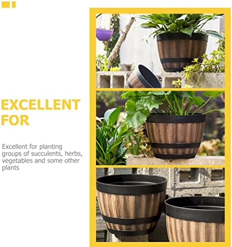 Yardwe Plant Pots Artificial Plants Bucket Planter Whiskey Barrels Bucket Rustic Flower Planter Boxes Container for Indoor Home Decoration Small Plants Plant Pots Artificial Plants - Image 5