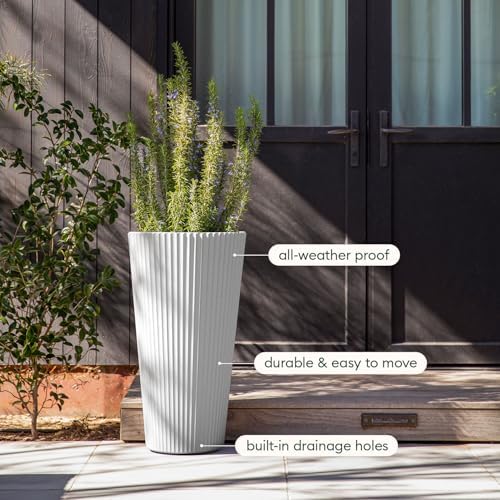Veradek Demi Series Tall Planter - Tall Tapered Outdoor Planter with Shelf - Image 7