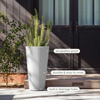 Veradek Demi Series Tall Planter - Tall Tapered Outdoor Planter with Shelf - Image 7
