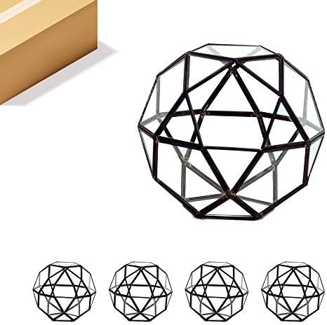 WGV Geometric Planter Terrarium Bulk, Width 7" Height 6.7" Clear Glass Black Frame DIY Succulent air Plant Miniature Fairy Garden Windowsill Tabletop Decor, Globe Ball 4 Pieces by WGVInternational-OpusGlassware