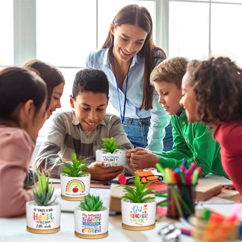 Domensi 9 Pcs Teacher Appreciation Gifts Bulk Ceramic Succulent Plant Pot - Image 4