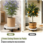 5-pack 11.8" Large Plant Caddy with Wheels Plastic Plant Dolly with Locking Caster Flower Pot Mover Rollers Wheeled Rolling Plant Stands Round Plant Saucer on Wheels Indoor Outdoor Base Coasters White - Image 5