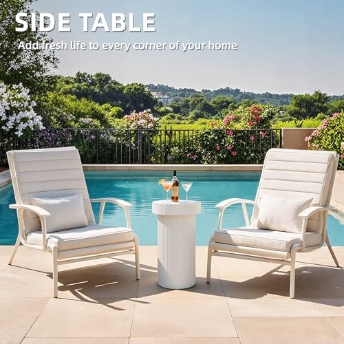 Outdoor Side Table, 24" Round Accent Table - Image 6