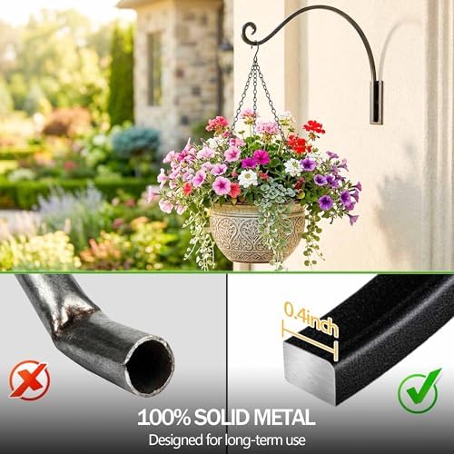 Heavy Duty Plant Hanger Bracket - 16" 80Lbs Outdoor Wall Mount Hook 2-Pack - Image 4
