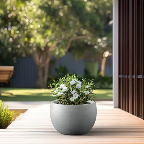 Kante Large Round Bowl Pale Gray Concrete Planter 20" Dia, Outdoor - Image 5