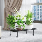Zhongma 2 Tier Heavy Duty Metal Plant Stand with wheels easy assembly - Image 4