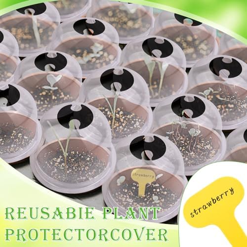 28 Pack Large 7.7 x 6.7" Garden Cloche Plant Domes with Pegs and Labels - Image 7