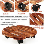5 Pack Plant Caddy with Wheels Heavy Duty 13.5 Inch Wooden Plant Stand on Wheels Plant Dolly Rolling Plant Stand Plant Roller with Casters for Indoor and Outdoor with 5 Pack Plant Saucers, Round - Image 4