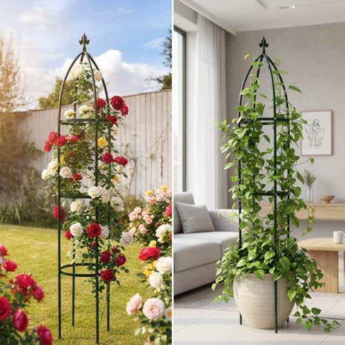 100% Metal Garden Obelisk Trellis Heavy Duty 6.3 ft for Climbing Vines - Image 7