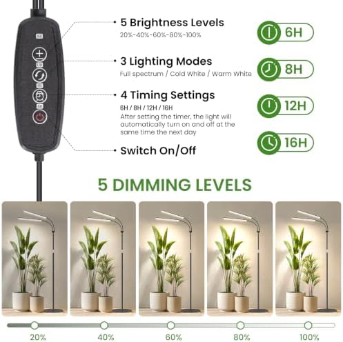 LBW Grow Lights for Indoor Plants, 75" Tall Full Spectrum Plant Grow Light - Image 4