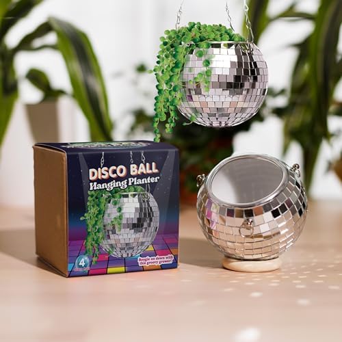 Bubblegum Stuff Disco Ball Hanging Planter (4 in) - Hanging Planters for Indoor Plants - Spherical Shaped Plant Pots with Mirrored Exterior - Available in 4-inch, 6-inch and 8-inch Sizes…… by BubblegumStuff