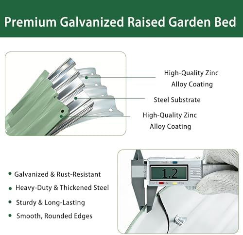 Gartist 8×4×1 ft Large Light Green Raised Garden Bed Planter, Easy Assembly Metal Garden Bed Outdoor for Vegetables, Flowers & Herbs - Image 6