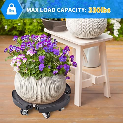 TreeGun Plant Caddy with Wheels Heavy Duty with 8 Lockable Casters, Rolling Plant Stand Adjustable for 8 inch-22 inch Outdoor Indoor Large Plant, Plant Dolly with Wheels Heavy Duty 500lbs Capacity - Image 6