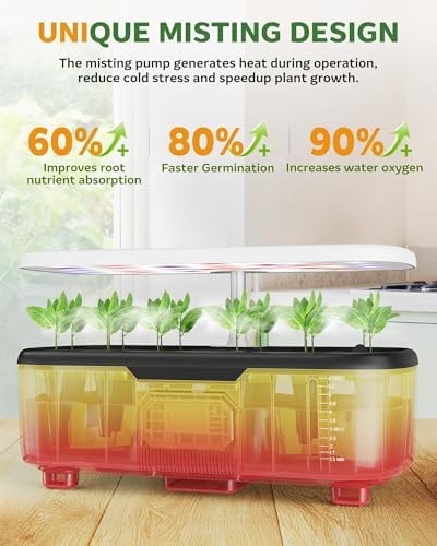 Misting Hydroponic Growing System Kit 15-Pods Indoor Smart Herb Garden Planter with LCD Touch Panel 6L Large Tank for Herb/Vegetables/Flowers/Fruits, Gardening Gifts for Women Men Beginners - White - Image 2