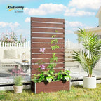 Outsunny Raised Garden Bed with Trellis, 35.75" x 15" x 70.75", Light Brown - Image 2