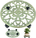 14 In Rolling Plant Stand with Wheels Metal Plant Caddy with Wheels 1 Pack by Planterhoma