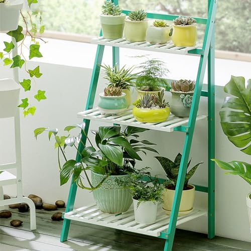 3/4-Tier Folding Bamboo Plant Stand, Flower Pot Display Shelf Rack Tiered Plant Stand, Flower Display & Storage Rack, Planter Ladder Shelf for Patio Garden Balcony,B-70 * 40 * 96cm by Unknown