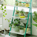 Folding Bamboo Plant Stand, Flower Pot Display Shelf Rack Tiered Plant Stand, Flower Display & Storage Rack, Planter Ladder Shelf for Indoors Outdoors Patio Balcony Garden,C-70 * 40 * 96cm by Unknown