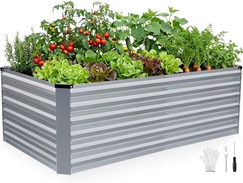 INNO STAGE Galvanized Metal Raised Garden Bed 6×3×2FT, Silver, 1 Pack by INNOSTAGE