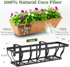 VOXOR Railing Planter Boxes, Heavy Duty Window Box Planters, Adjustable Balcony Planters for Railing Hanging, with Coco Liner for Deck, Porch, and Patio Gardening (3 Pack, 24 Inch) - Image 2