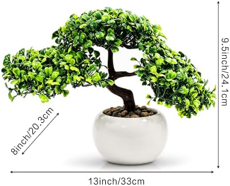 9.5 Inch Artificial Bonsai Tree with Ceramic Pot - Decorative Fake Plant for Home Office Living Room Window Sill, Fake Plants for Year-Round Decoration（White） - Image 3