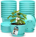10-Inch Whiskey Barrel Planters Outdoor Pack of 20 - Durable Plastic Plant Pots for Indoor & Outdoor Use with Drainage & Saucer, Lightweight Rustic Barrel Planters for Flowers, Herbs & Small Plants by LIFEMASTER