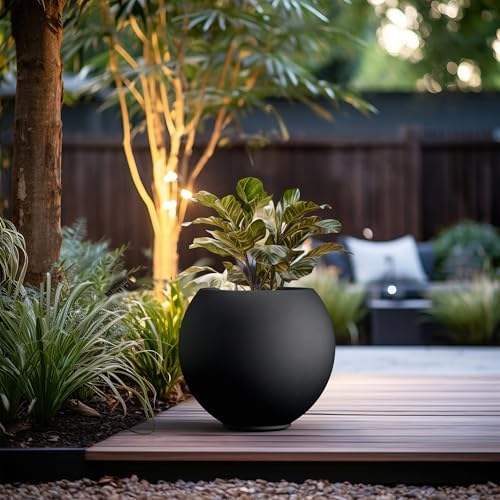 Kante Accent Round Sphere Black Concrete Planter 19.3" Dia, Outdoor - Image 4