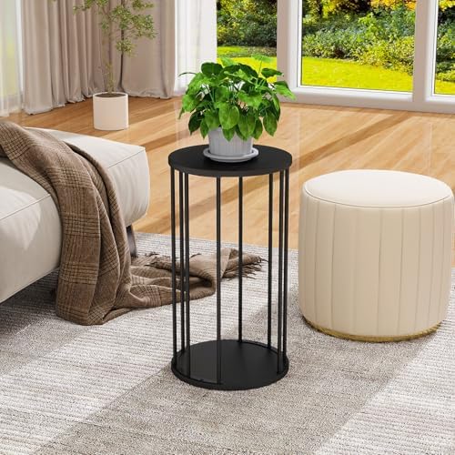 Plant Stand Indoor,small plant stool,Flower Pot Corner stand holder,Mid Century Heavy Duty Metal Tall Home Decor,Modern Round End Table,Small Rustic Display Stand for Living Room,Bedroom(Black,21In) - Image 5