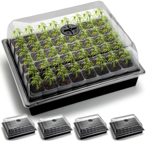 RooTrimmer 5-Pack No-Drip Seed Starting Trays with 4" Humidity Dome by RooTrimmer