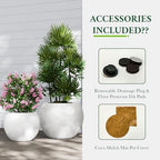 DTY Premium Mt Sherman Fiberstone Sphere Planter for Indoor Outdoor Use, Round Pot for Olive Tree, Lightweight, Smooth Finishes. 2 Extra Coco Mats. White, Large 21.1'' D x 16.7'' H. 14.6” Pot Opening - Image 5