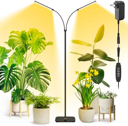Grow Lights for Indoor Plants, Dual Head 40W Full Spectrum Floor Grow Light by MistyJungle