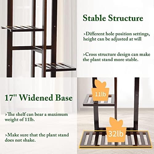 DolceLuna Plant Stand Indoor 6 Tier, Bamboo Plant Shelf Corner Flower Rack - Image 5