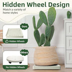REDHUGO 2PCS Square Plant Caddy with Hidden Wheels, Heavy Duty Rolling Plant Stand Caddy with Wheels, Pot Base for Indoor Outdoor, Beige, 14 inches - Image 5
