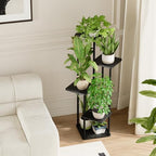 Bamworld Black Plant Stand Indoor Corner Plant Shelf for Multiple Plants - Image 4