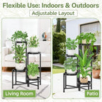 iDavosic.ly Plant Stand Indoor Outdoor, 4 Tier Metal Corner Shelf, Black - Image 6