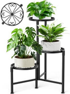3 Tier Plant Stand Indoor Outdoor Corner, 10 Inch Wide Tray, Metal Black by JOPBENG