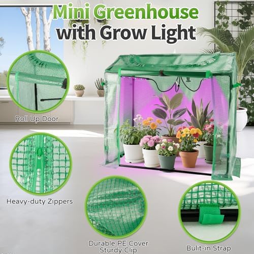Mini Greenhouse with LED Grow Light & Timer, 36"x20"x33" - Image 4