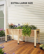 72x26x30 Inch Raised Garden Bed With Leg, Elevated Wood Planter Box Stand for Vegetables, Herbs & Flowers, 6x2x2.5 Ft Outdoor Standing Planter w/Hooks,13.7In Depth Plante for Backyard, Patio, Balcony - Image 7